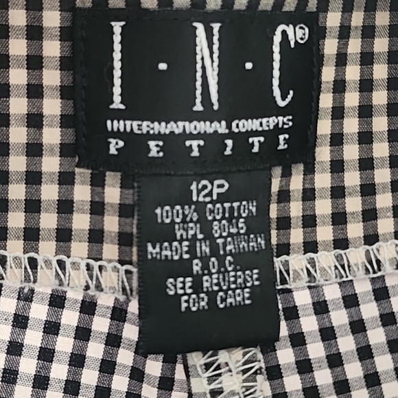 INC International Concepts Gingham Check Capri Cotton Pants - Picture 6 of 9